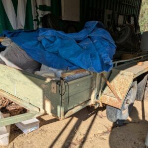 Tandem trailer, steel with wood sides, registered 10 x 6